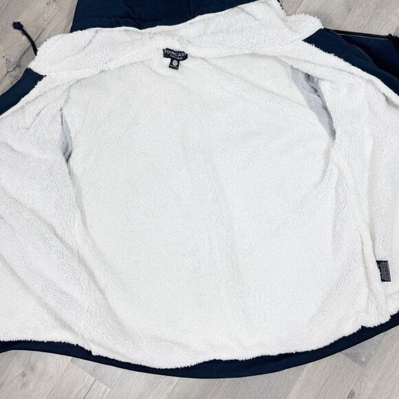 Forecast Fleece Sherpa Lined Full Zip Hoodie Jacket Blue Large - Picture 6 of 11